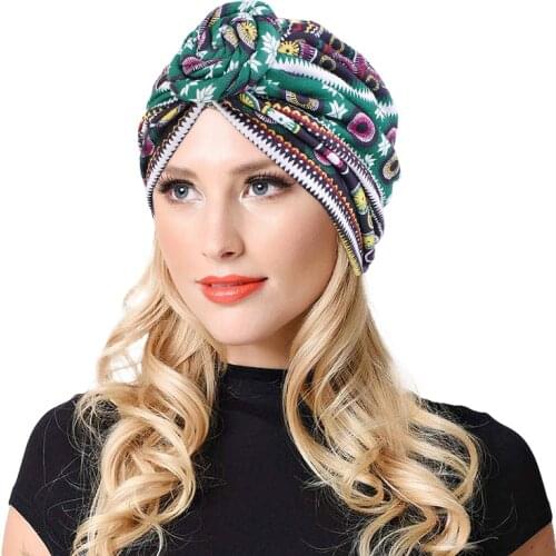 New Knotted Turban Hat for Women Twist Knot India Hat Ladies Chemo Cap Muslim turban Fashion Headbands Women Hair Accessories