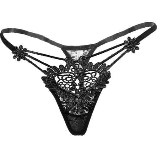 Women Sexy Crotchless Thong Floral Lace Embroidered Underwear G-string Pan Erotic Underwear Lingerie