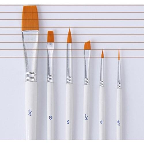 6Pcs/Set White Rod Nylon Pen Multifunctional Brush Art Supplies For Learning Diy Oil Acrylic Painting Art Paint Brushes Supplies