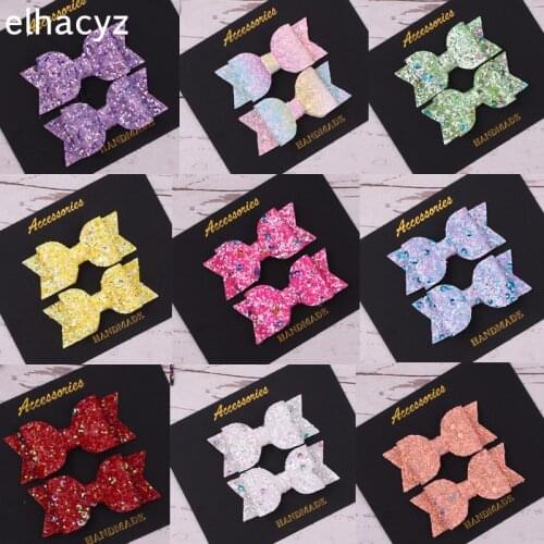 10pairs/set Hot Sale Mini Sequins Little Girls Hair Bows Clips Shiny Glitter Cute Hairpins Party Barrettes Headwear Accessories
