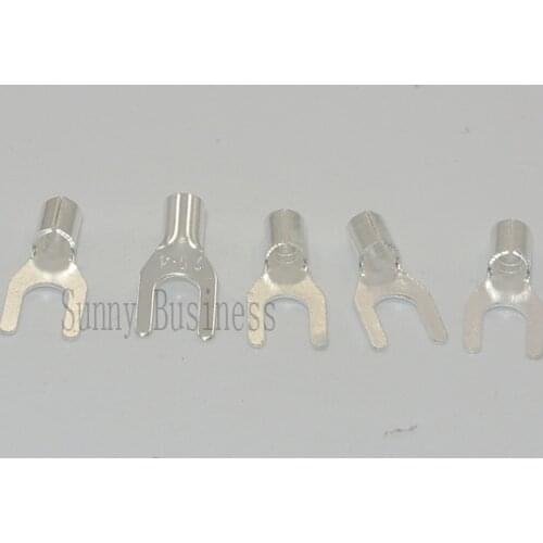 100 #6 12-10 16-14 22-18 Ga AWG Gauge Non-Insulated Spade Fork Terminal Connector
