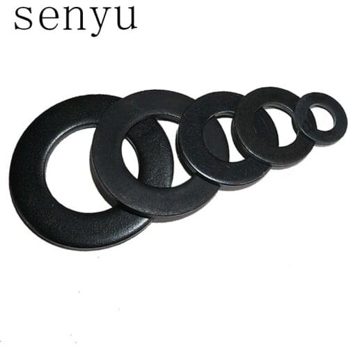 100pcs/lot M4 M5 M6 M8 M10 M12 M14 M16 8 Level Pad Black Carbon Steel Flat washer Ring Washer Plated Flat Spacer Gasket
