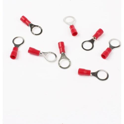 20PCS/Pack RV1.25-8 Red Circular 22-16 AWG 0.5-1.5mm2 Insulated Ring Terminal Connector Cable Wire Connector RV1-8 RV