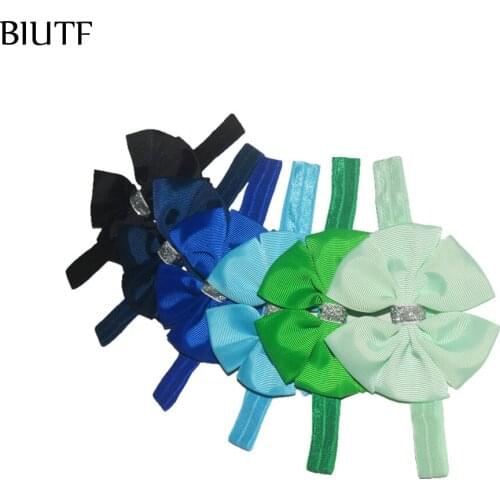 24pcs/lot You Pick Color Stretchy Headband with Grosgrain Ribbon Bows Handmade Beautiful Headwear All in Stock HB009