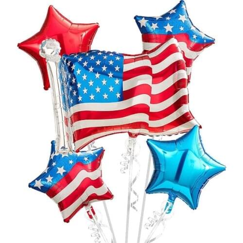 4th of July Balloons,Patriotic Independence Day Foil Balloons,American Flag Balloons,USA Red Blue White Party Balloons