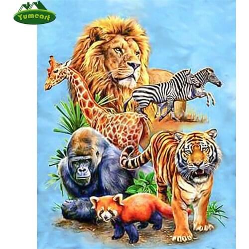 5D Diy Diamond Painting Lion Tiger Picture Full Square Drill Diamond Embroidery Forest Animal Diamond Mosaic Kid Creative Gift