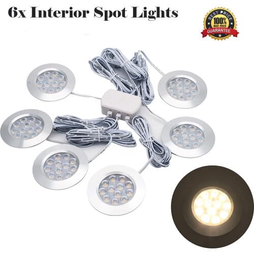 6PCS 12V 3W LED Warm Car RV LED Ceiling lights Car Dome Interior Lights Under Cabinet Lamps Interior Light Warm 3000K
