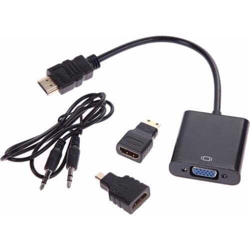 1080P Micro HDMI/Mini HDMI/HDMI to VGA Converter Adapter With Audio Video Cable