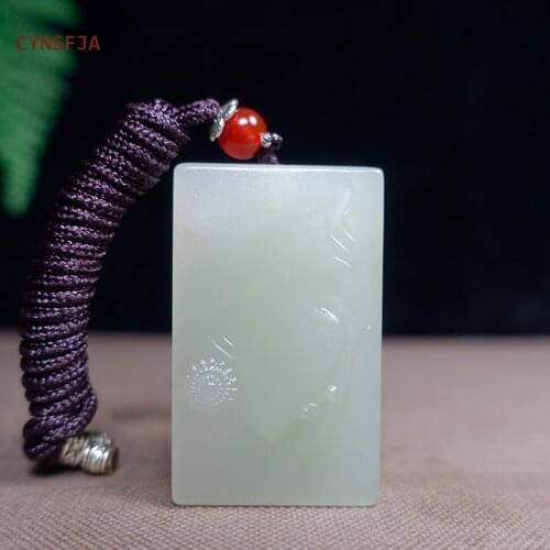 CYNSFJA New Real Certified Natural Hetian Jade Nephrite Mens Lucky Amulets Jade Pendant Light Green High Quality Best Gifts