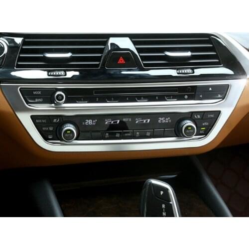 Car Center Console Volume Air Conditioner Knob Frame Decoration Cover Trim For BMW 5 Series G30 G38 2018 Chrome ABS