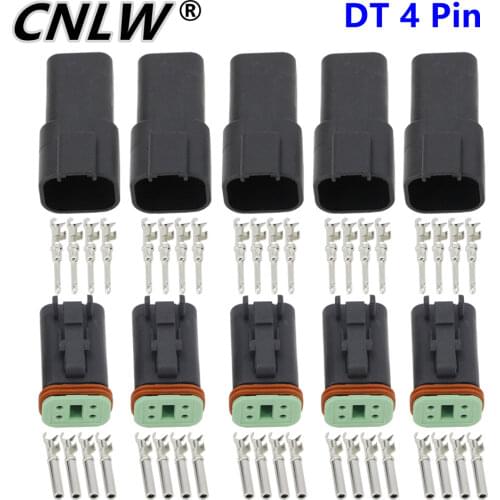 Black 5 Sets 4 Pin DJ3041Y-1.6-11/21 DT Connectors DT04-4P,DT06-4S Automobile waterproof wire electrical connector plug