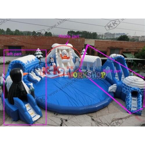 Kids fun city inflatable playground Water slide on big pool Ice and Snow World Water Park