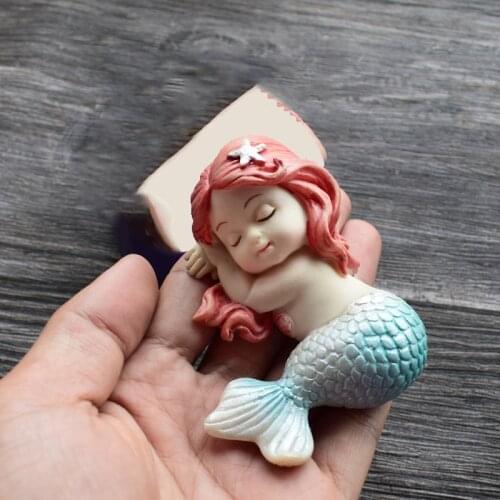 6 Pattern 3D Cute Mermaid Silicone Mold Fondant Chocolate Ice Cream Mould Cake Baking Decorating Tool Non-Stick Jelly Soap Mold