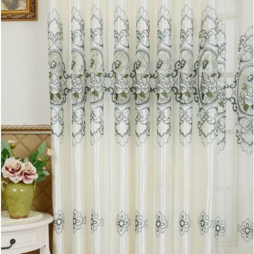 FYFUYOUFY European style Water soluble embroidery curtain Begonia flower tulle living room Bedroom Hollow carved Shading curtain