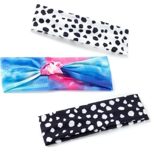 Geebro New Women Soft Dot Multicolor Print Headbands Vintage Cross Knot Elastic Hairbands Bandanas Girls Flat Hair Accessories