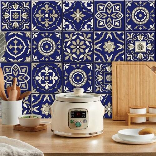Mandala pattern simulation tile stickers home renovation kitchen bathroom decoration self-adhesive waterproof wall stickers 1015