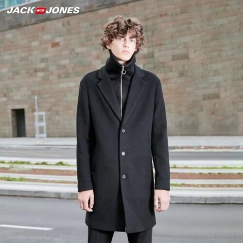 JackJones Mens Mid-length Woolen Overcoat Business Casual Mens Woolen Overcoat Menswear|basic 219327516