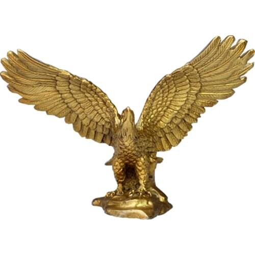 Brass Fengshui Handmade Fortune Eagle/ Hawk Statue Home Office Decoration Gift