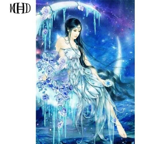 MHD Crystal Girl Mosaic Diamond Painting 3D Full Square & Round 5D diy Diamond Embroidery Rhinestone Moon Girl