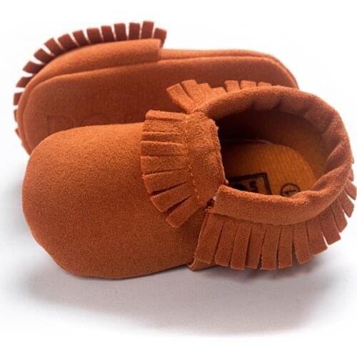Newborn Baby Boy Girl PU Suede Moccasins Soft Shoes Fringe Soft Soled First Walker