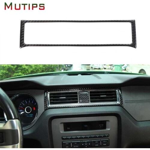 Mutips for Ford Mustang 2009-2013 Dashboard Central Air Outlet Vent Frame Decoration Cover Trim Carbon Fiber Car Accessories