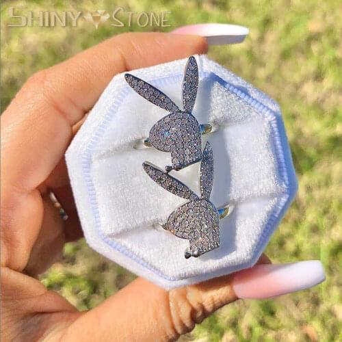 2021 New Animal Bunny Open Band Rings With CZ Paved Thin Band Finger Adjustable Size Ring Fashion Wedding Jewelry For Women