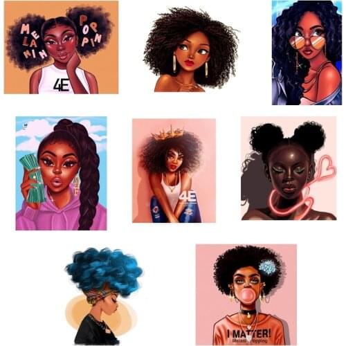 Patches Thermal Sticker On Clothes African Beauty Iron On Heat Transfer DIY A-level Whable T-shirt Applique Patch Decoration