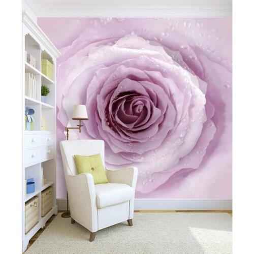 Custom Photo Wallpaper 3D Stereoscopic Simple aesthetic Purple pink roses TV Background 3D Mural Wallpaper