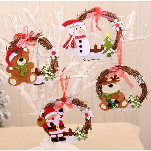 Christmas garland wooden wicker wreath decoration door hanging hotel shopping mall decorative wreath hanging craft ornaments