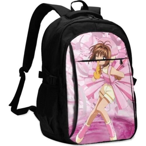 Cardcaptor Sakura USB Interface backpack Cartoon Anime School Bags Boys Rucksack Girls Knapsack Men Women Travel Bag