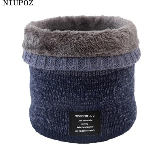 Women Fashion Winter Unisex Warm Solid Knitted Ring Scarf Gradient Men Bandana Fleece Scarf Headband Plus Velvet