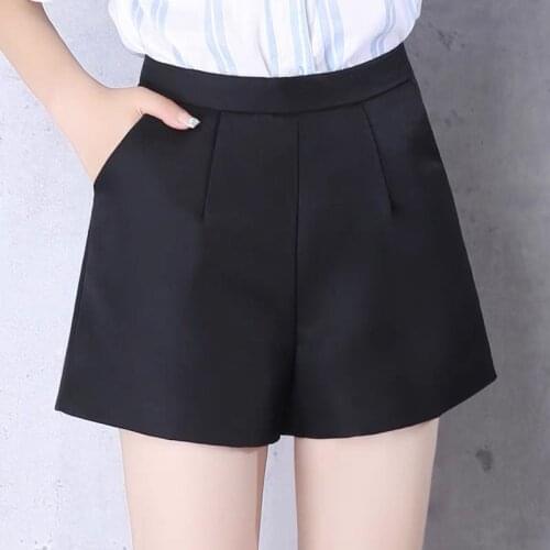 High Grade Summer Shorts Womens New Style Wide Leg Shorts Plus Size Casual Slim Elastic High Waist Fashion Ladies Black Shorts