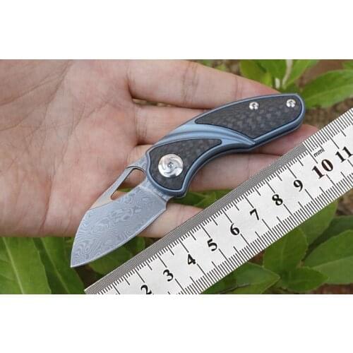 Folding Knife Damascus Blade Carbon Fiber Handle Small Camping Survival Knife EDC Tool Portable Outdoor Sharp Tactical Knife