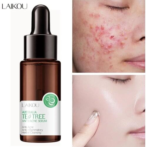 LAIKOU 100% Pure Natural Tea Tree Facial Serum Control Fade Acne Mark Facial Essence Shrink Pores Repair Moisturizing Skin Care