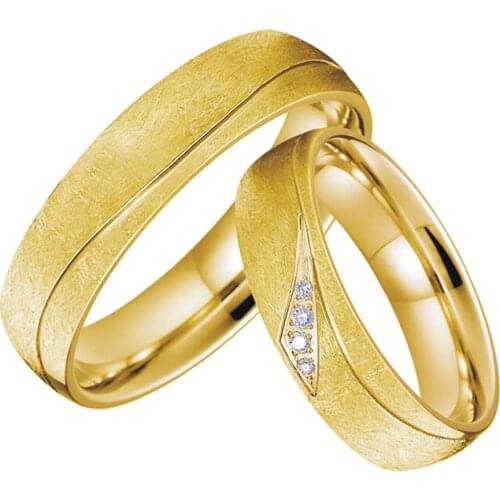 Unique Alliances Fashion Jewelry Men Ring Gold Color love anniversary Promise wedding band Couple Engagement Rings for women