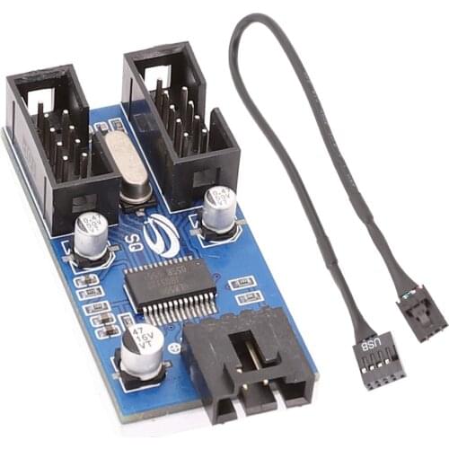 Motherboard USB 9Pin Header Splitter 1 to 2 Extension Cable 9-Pin HUB Connector