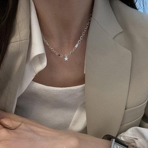 VSnow Unique Design Star Chunky Chain Chokers Necklace for Women Stylish Textured Geometric Metal Necklace Jewelry Wholesale