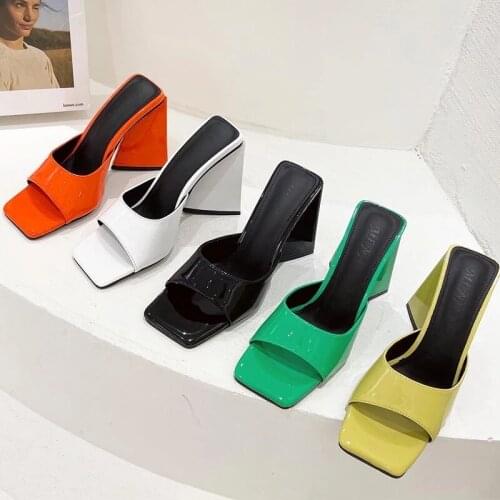 Escarpins à talons hauts pour femmes,chaussures d'été pour dames,sandales à talons de chaussures de fête à la mode diapositives