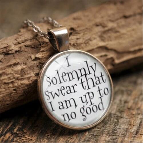 I solemnly swear that I am up to no good Time Gem necklace 2 Color Glass Pendant Necklace Sweater Necklace Gift for Friends