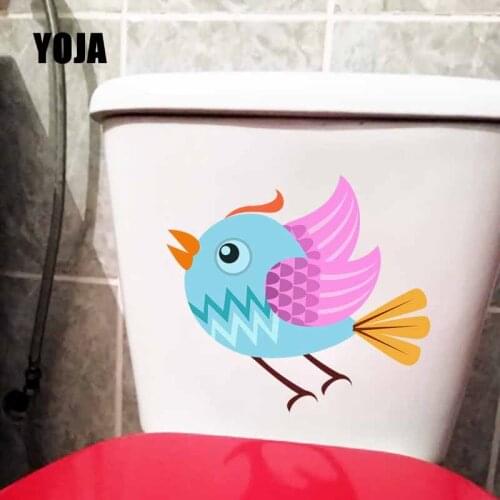 YOJA 23.8X21.4CM Cartoon Little Fresh And Happy Birds Wall Sticker Toilet Seat Decal Bedroom Home Decor T5-0675