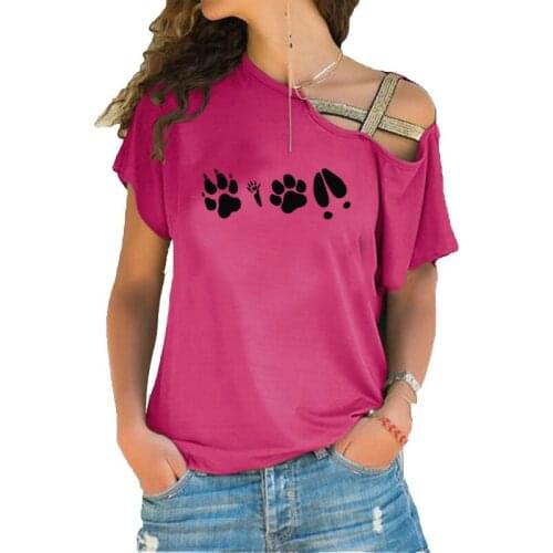 Marauders Map Paw Print Summer Short Sleeve T-Shirt Women Clothing Funny Harajuku Shirt Femme Casual Irregular Skew Cross Tops