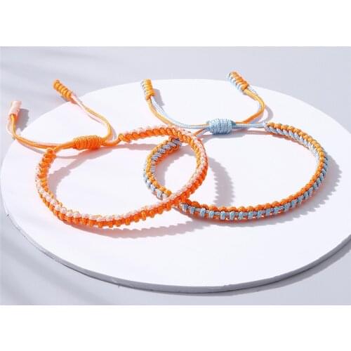 Women Original Multi Color Bracelet Tibetan Buddhist Lucky Charms Bracelets For Men Handmade Knots Orange Rope Braided Bangles