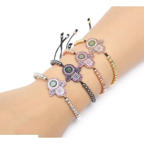 Gold silver micro pave cz Cubic Zirconia rope adjusted Copper Beads Bracelet yfgj53 hand Charm Braided Bangles Jewelry Women