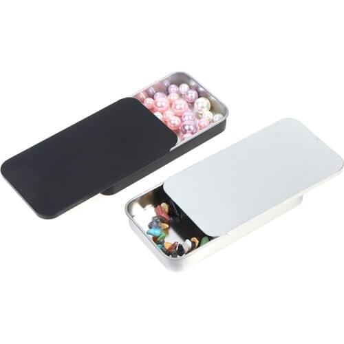 1PC Mini Black Matte Sliding Cover Push-Pull Tin Box Portable U Disk Chewing Gum Metal Box Small Home Ointment Storage Box