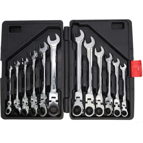 12 Pcs/set Dual-purpose Ratchet Wrench Movable Head Set Auto Repair Tool 72-tooth 12 Pcs/set Ratchet Wrench Set