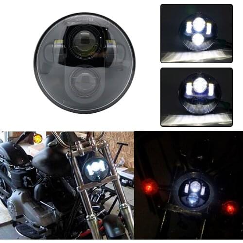 5.75" 5 3/4 LED Motorcycle Headlight Black For Dyna Sportster 1200 XL1200L Custom XL1200C 883 XL883 883L XL883R 48