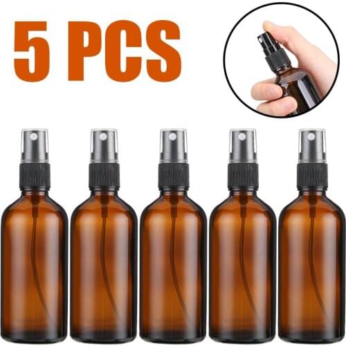 5pcs Glass Spray Bottles 50ml Glass Essential Oil Spray Roller Bottles Mist Sprayer Containers Portable Empty Bottle Travel