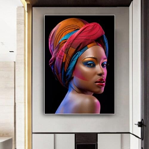 African Black Sexy Nude Women Art Prints on Canvas Painting Model Makeup Wall Art Posters Scandinavian Picture for Living Room