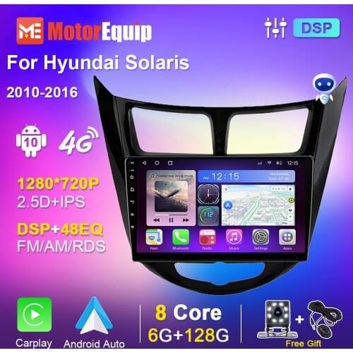 Stereo Car Radio Smart Android For Hyundai Solaris 2010-2016 Carplay Multimedia Player Video GPS Touch Screen No 2din Camera DSP