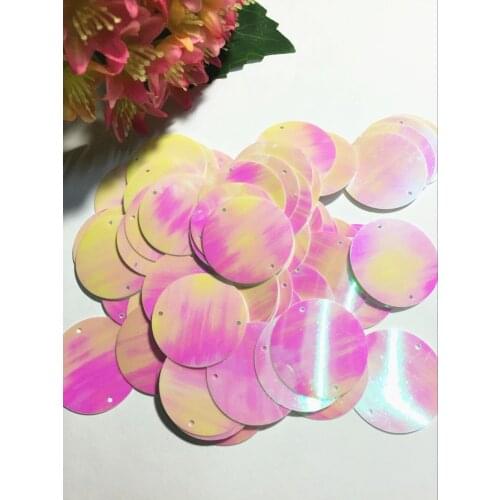 50g Large Round Sequins 30mm PVC Flat Paillettes Crafts Wedding Decoration 2 Side Holes White AB
